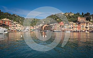 The beautiful Portofino panorama with colorfull houses