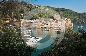 The beautiful Portofino panorama with colorfull houses