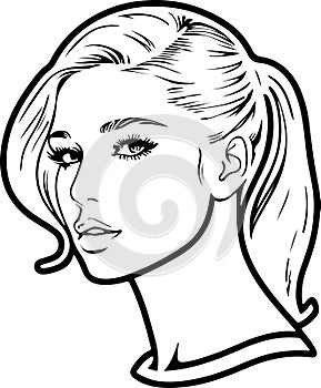Beautiful Portrait Black And White Tattoo Vector