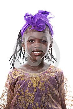 Beautiful portrait of a happy little girl smiling.Isolated