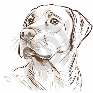 beautiful portrait of a Labrador Retriever, isolated on a white background, simple line drawing with colors. Beautiful portrait