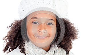 Beautiful portrait of pretty african girl with wool hat