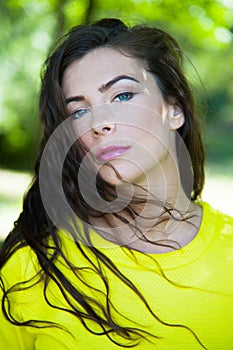 Beautiful portrait of woman with long hairs