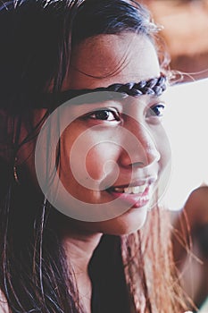 Beautiful Portrait of young tribe Asian girl smiling