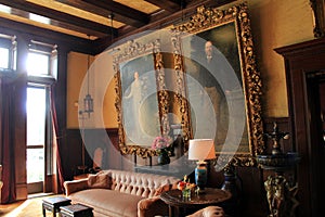 Beautiful portraits of Katrina and Spencer Trask,on the walls of sitting room,Yaddo Gardens,Saratoga Springs,New York,2014