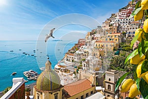 Beautiful Positano on Amalfi Coast in Campania, Italy