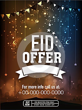 Beautiful poster, banner or flyer for Eid offer.