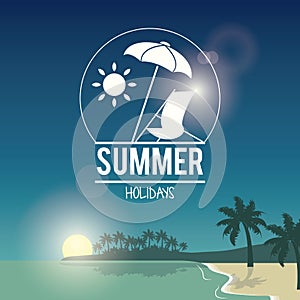 Beautiful poster seaside with logo summer holydays