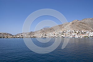 Beautiful Pothia port, Kalymnos island Panorama of the city