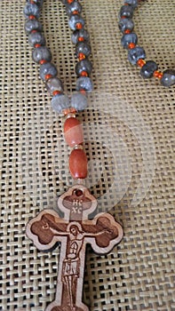 Beautiful prayer rope with wooden cross