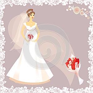 Beautiful pregnant bride silhouette