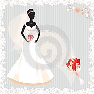 Beautiful pregnant bride silhouette