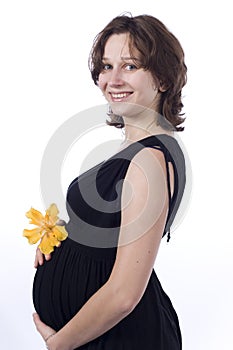 Beautiful Pregnant Woman With Flower