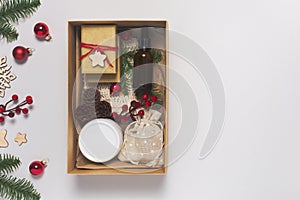 Beautiful present christmas box with eco cosmetic