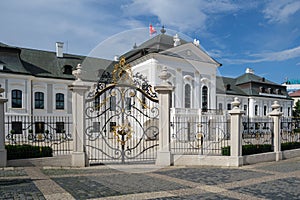 Beautiful Presidential Palace under the blue sky in Bratislava, Slovakia