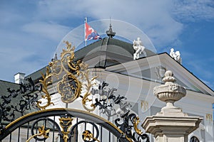 Beautiful Presidential Palace under the blue sky in Bratislava, Slovakia