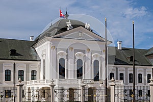 Beautiful Presidential Palace under the blue sky in Bratislava, Slovakia