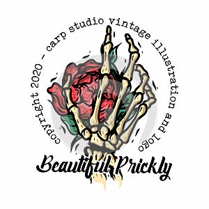 Beautiful prickly, vintage illustration logo