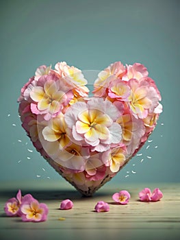 Beautiful primrose heart like romantic concept of spring and winter seasons