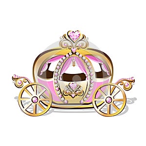 Beautiful princess carriage decorated with pink jewels