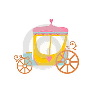 Beautiful Princess Fairytale Carriage Cartoon Vector Illustration
