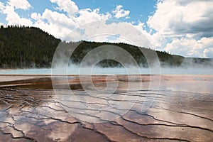 Beautiful prismatic hot spring in Yellowstone National Park