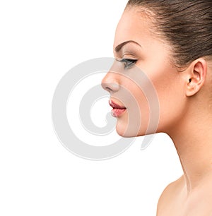 Beautiful Profile Face of Young Woman photo