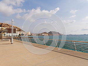 A Beautiful promenade along the Mediterranean sea in Alicante. Spain