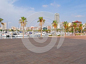 Beautiful promenade with palm trees in Alicante. Spain