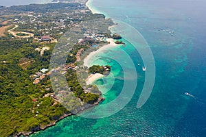 Beautiful Punta Bunga Beach on Boracay island, Philippines. Seascape, view from above