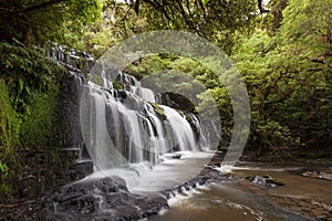 Beautiful Purakaunui cascades waterfall, Catlins, New Zealand