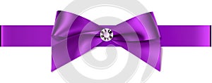 Beautiful purple bow with diamond for invitation design or wedding decoration.