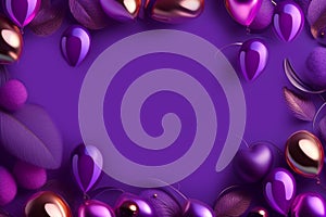 A beautiful purple christmas background with balloon decoration at its borders Generative AI
