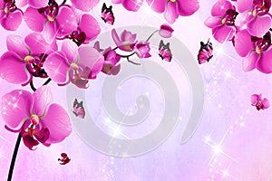 Beautiful Purple flowers wallpaper. Modern ideas in the design of any interior,3d illustration