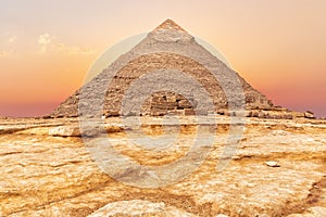 Beautiful Pyramid of Chephren at sunset, Giza