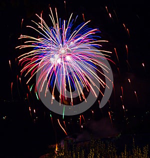 Beautiful and pyrotechnic fireworks in Recco, Italy / Fireworks in Recco, Genoa, Italy