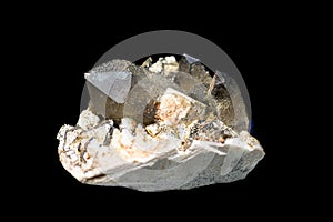 Beautiful Quartz Crystal cluster gemstone isolated on black background