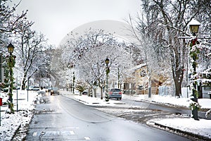 Beautiful Queen Street at Christmas time, Niagara on the Lake, Canada