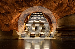 Beautiful Radhuset metro station in Stockholm, Sweden photo