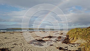 Beautiful rainbow above Inishkeel and Narin beach - Donegal, Ireland
