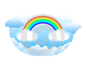Beautiful rainbow, Beautiful meteorological phenom. Vector illustration. photo