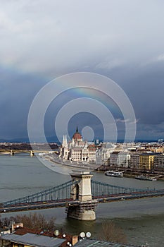 beautiful rainbow panorama from Buda Castle