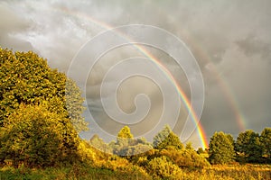 Beautiful rainbow in sky