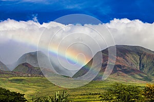 Beautiful rainbow at the west maui montains.