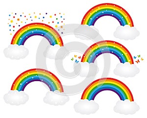 Beautiful rainbows illustrations. Vector icons set. photo