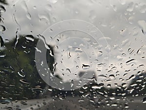 beautiful raindrops water on the glass