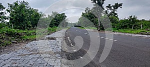 Beautiful rainy sky with asphalt highways road in rural scene