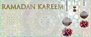 Beautiful ramadaan kareem golden banner