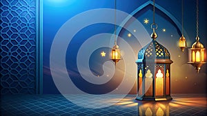 Beautiful ramadan kareem arabic islamic pattern background with lamp