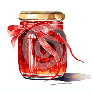 beautiful raspberry jam jar clipart illustration